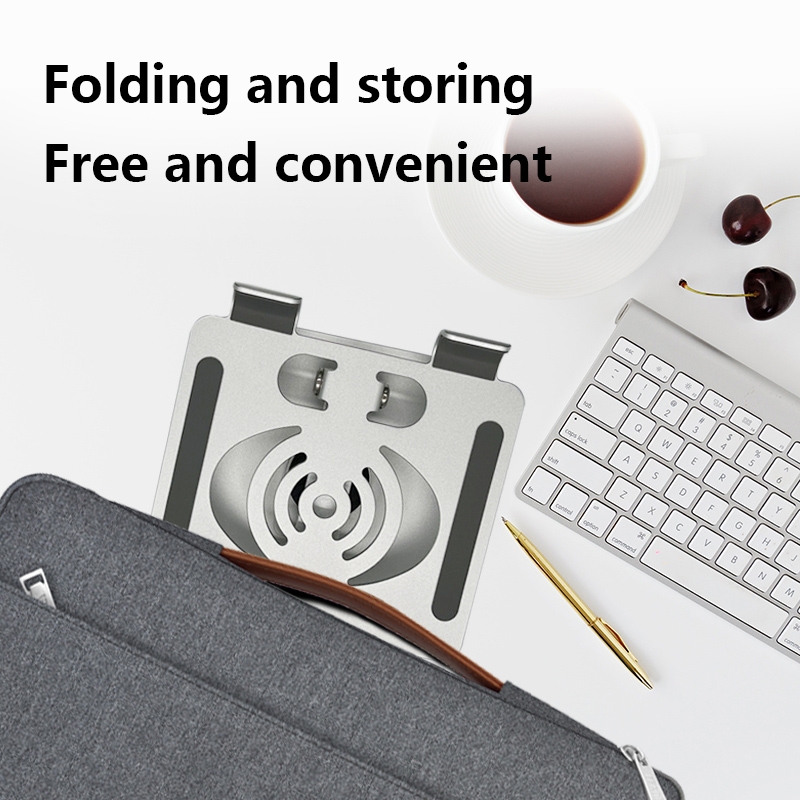 L-13 Aluminum Alloy Foldable Rotating Laptop/Tablet Stand (Silver)_voghion.com