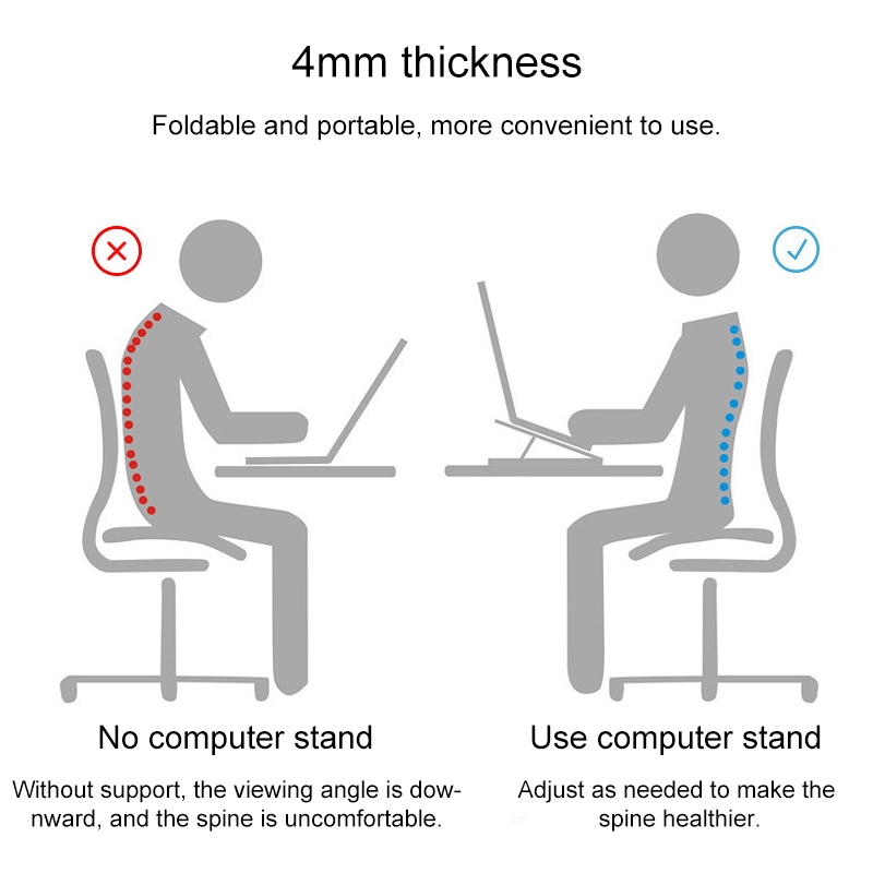 Portable Adjustable Laptop Stand Desktop Lifting Height Increase Rack Folding Heat Dissipation Holder, Style: Ordinary(Silver)_voghion.com