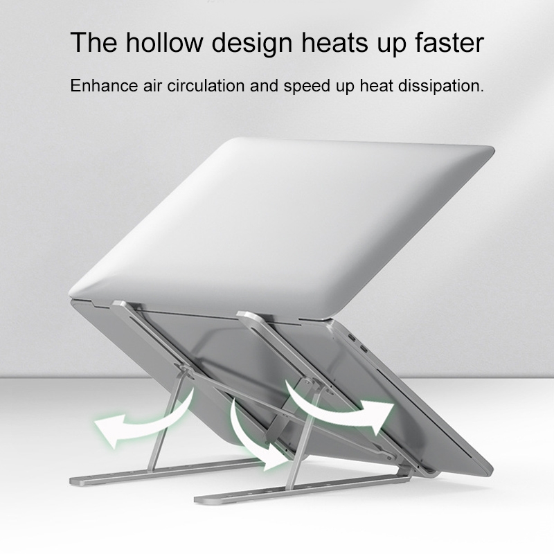 Portable Adjustable Laptop Stand Desktop Lifting Height Increase Rack Folding Heat Dissipation Holder, Style: Ordinary(Silver)_voghion.com