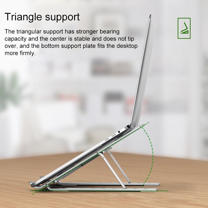 Portable Adjustable Laptop Stand Desktop Lifting Height Increase Rack Folding Heat Dissipation Holder, Style: Ordinary(Silver)_voghion.com