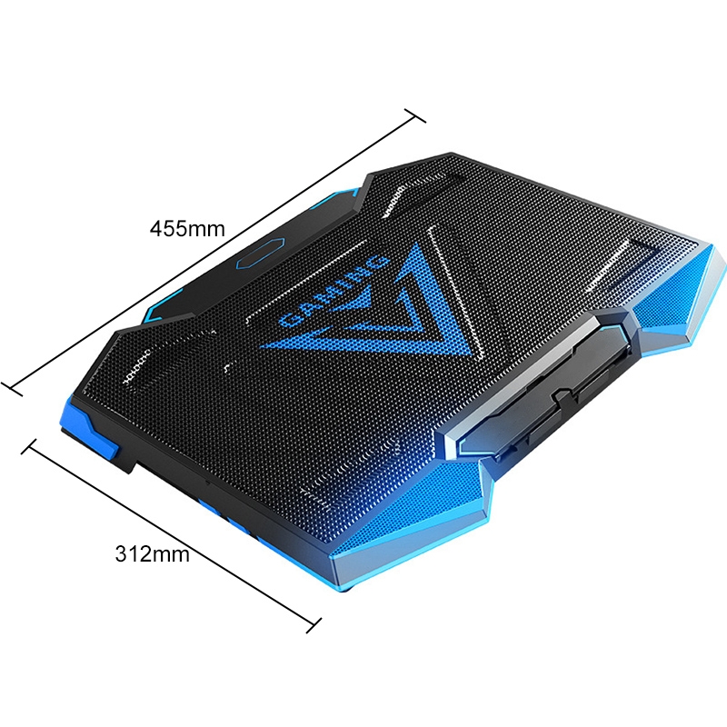 doppia porta USB Supporto per computer portatile con radiatore a cinque core (blu)_voghion.com