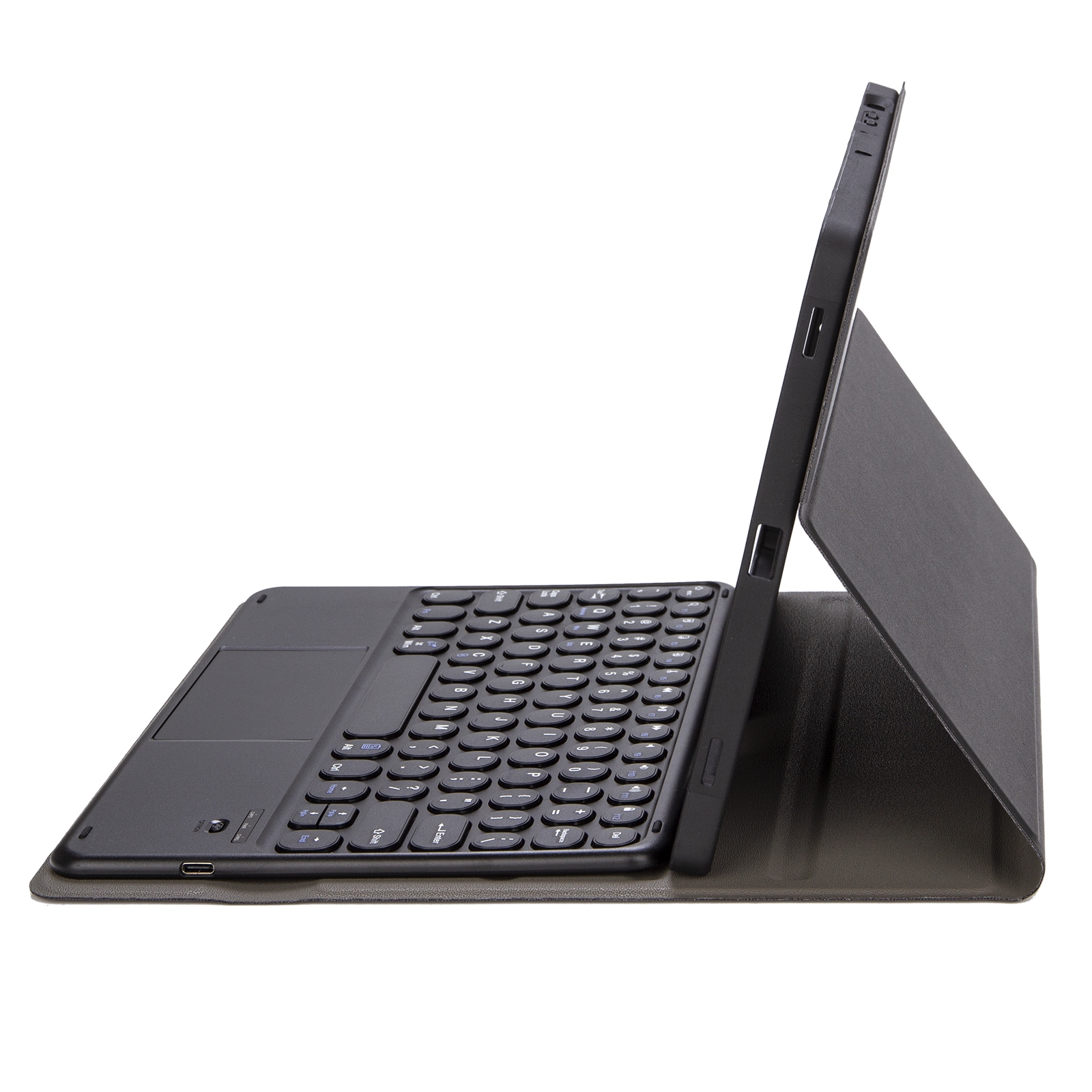 For iPad 10th Gen 10.9 2022 YA10B-A Lambskin Texture Bluetooth Touch Keyboard Leather Tablet Case with Pen Slot(Black)_voghion.com