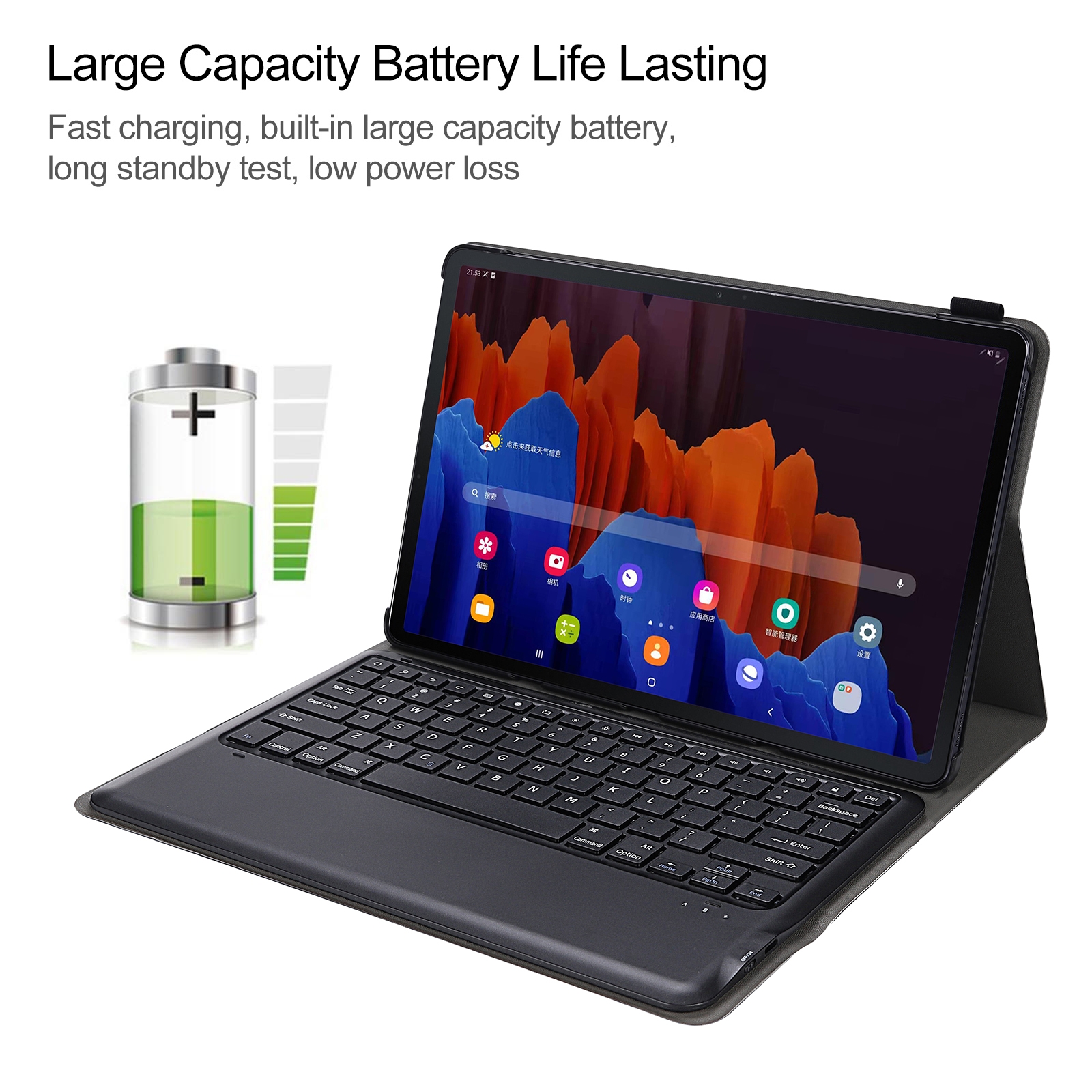 A970 Detachable Bluetooth Keyboard Ultrathin Horizontal Flip Leather Tablet Case for Samsung Galaxy Tab S7 FE T730 / T736 / S7+ T970 / T975 / T976(Black)_voghion.com