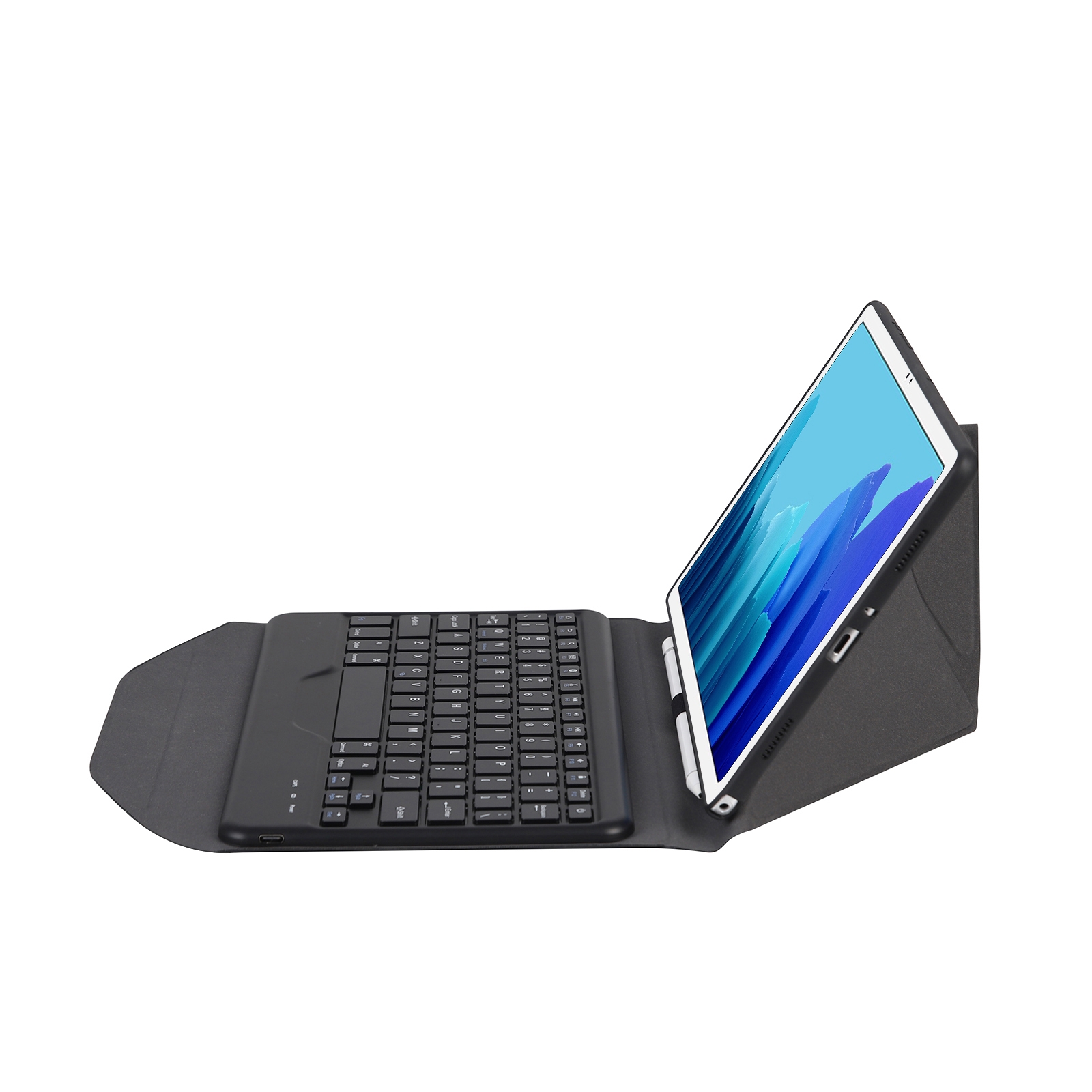 B500 Diamond Texture Triangle Back Holder Splittable Bluetooth Keyboard Leather Tablet Case for Samsung Galaxy Tab A7 10.4 2020(Black+Black)_voghion.com