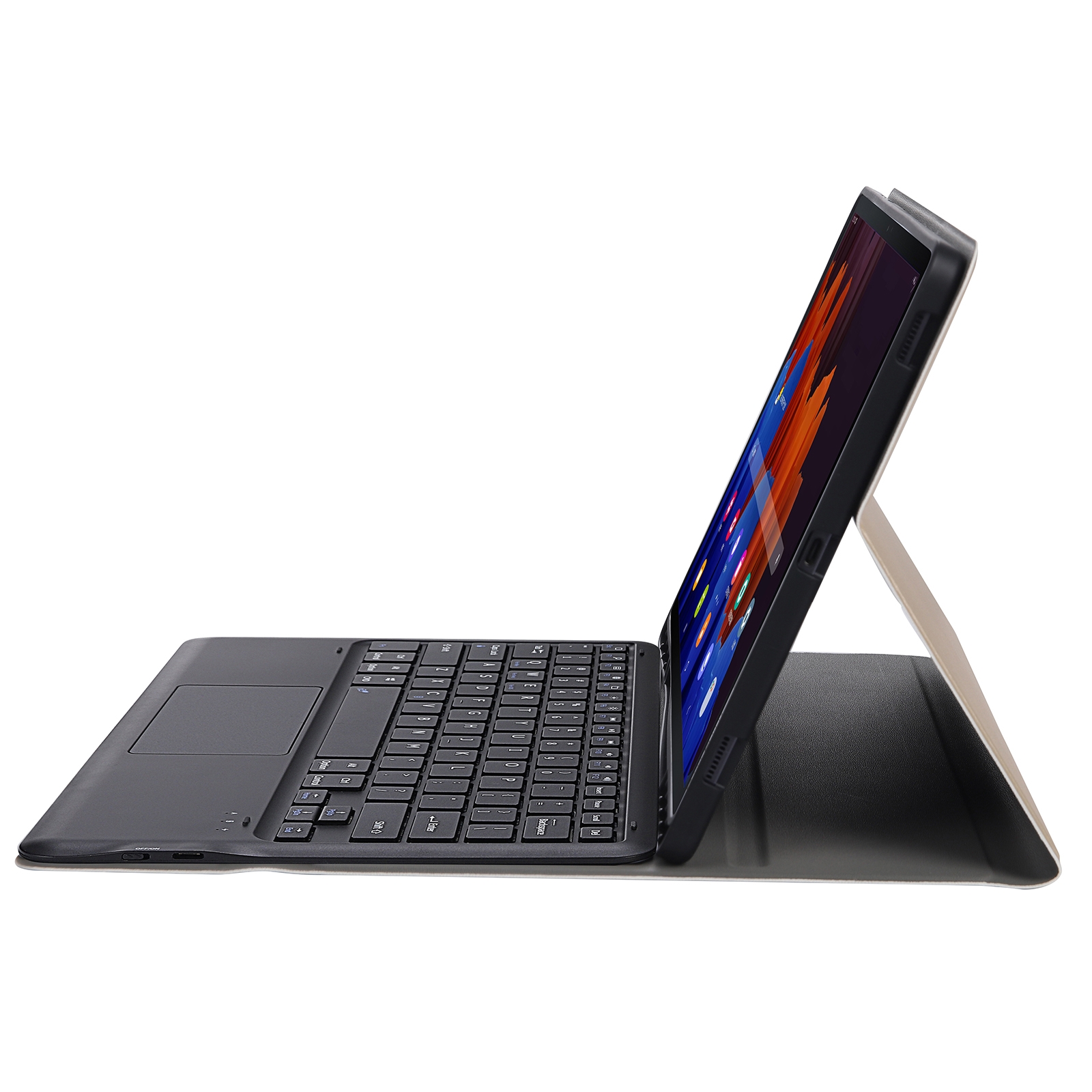 A970B-A Splittable Bluetooth Keyboard Leather Tablet Case for Samsung Galaxy Tab S7 FE T730 T736  & S7+ T970 T975, with Touchpad & Pen Slot & & Holder (Gold)_voghion.com