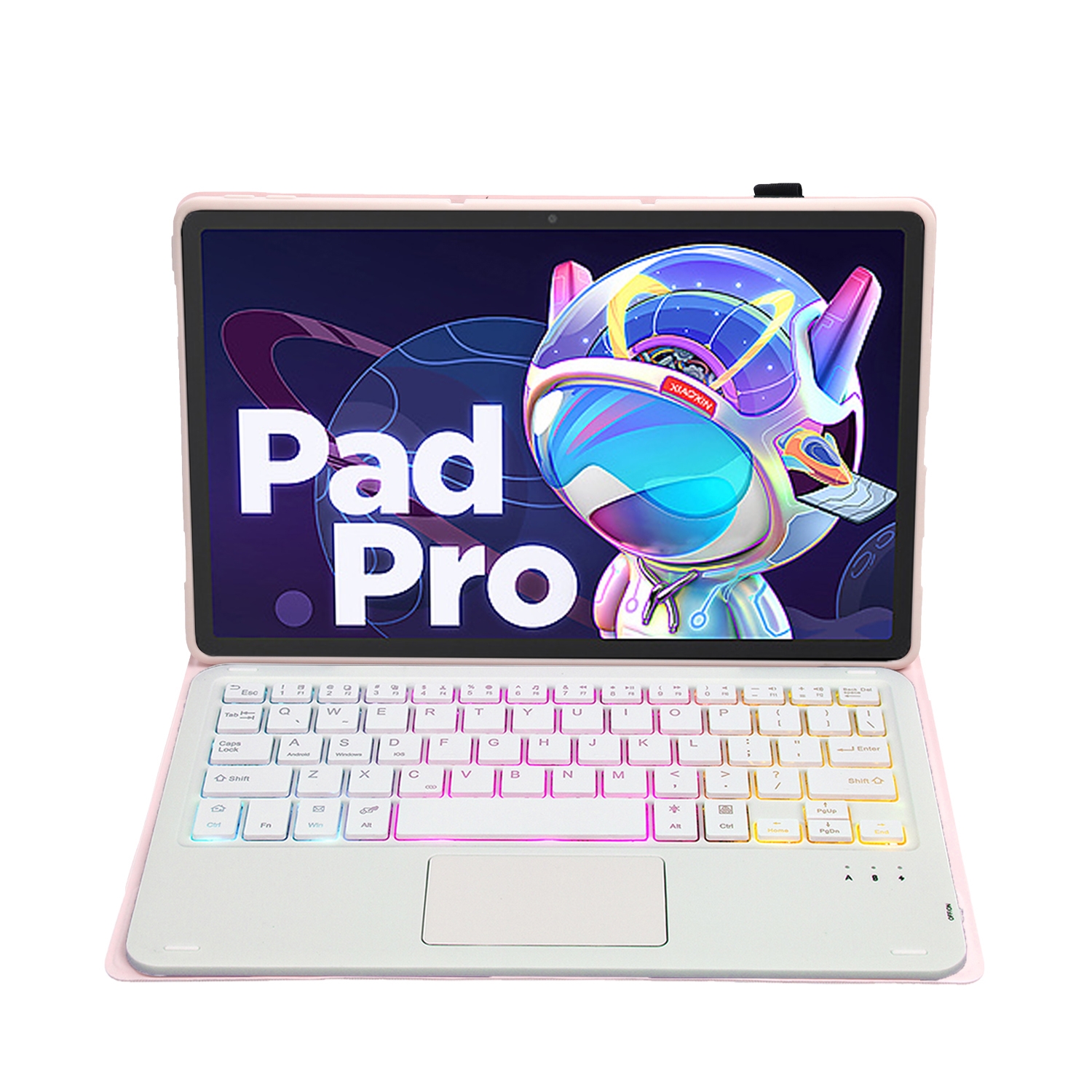 AM20-AS Lambskin Texture Backlight Bluetooth Touch Keyboard Leather Tablet Case For Lenovo Xiaoxin Pad 2022 10.6 inch/Tab M10 Plus 10.6 3rd Gen 2022(Pink)_voghion.com