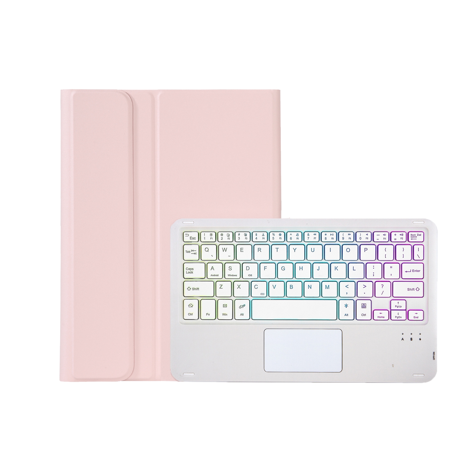 AM20-AS Lambskin Texture Backlight Bluetooth Touch Keyboard Leather Tablet Case For Lenovo Xiaoxin Pad 2022 10.6 inch/Tab M10 Plus 10.6 3rd Gen 2022(Pink)_voghion.com