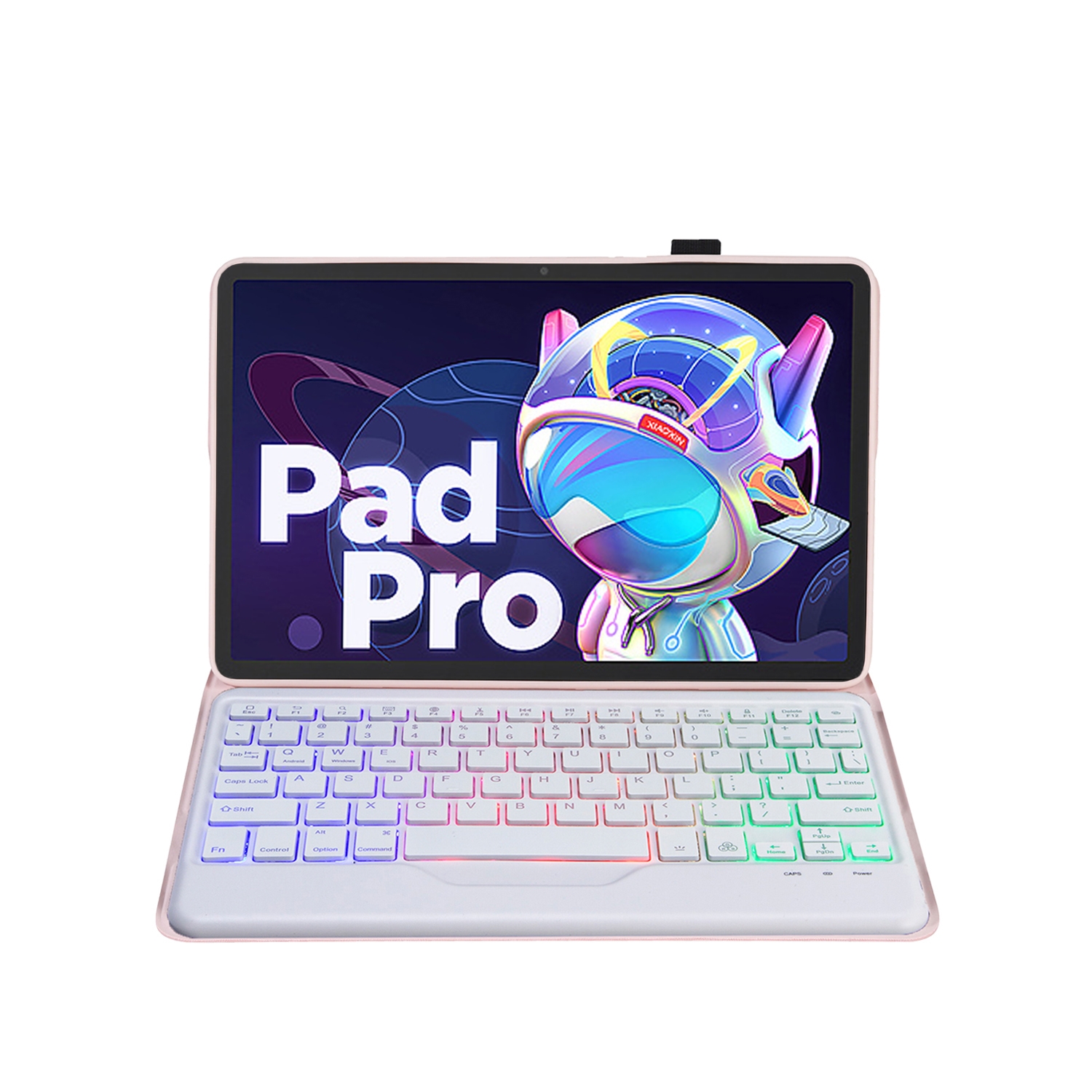 AM20-BS Lambskin Texture Ultra-thin Backlight Bluetooth Keyboard Leather Tablet Case For Lenovo Xiaoxin Pad 2022 10.6 inch/Tab M10 Plus 10.6 3rd Gen 2022(Pink)_voghion.com