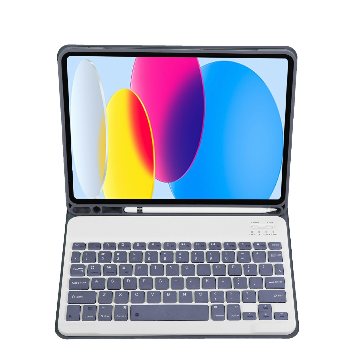 For iPad 10th Gen 10.9 2022 A10B Lambskin Texture Ultra-thin Bluetooth Keyboard Leather Tablet Case with Pen Slot(Purple)_voghion.com