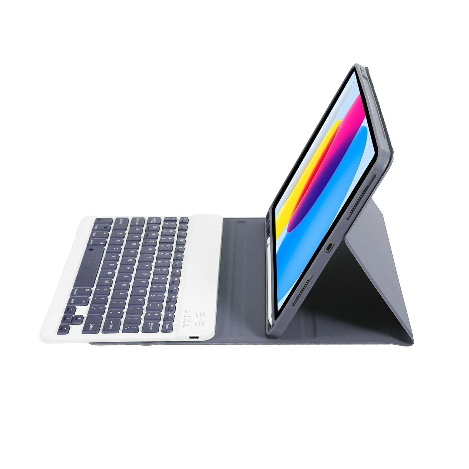 For iPad 10th Gen 10.9 2022 A10B Lambskin Texture Ultra-thin Bluetooth Keyboard Leather Tablet Case with Pen Slot(Purple)_voghion.com