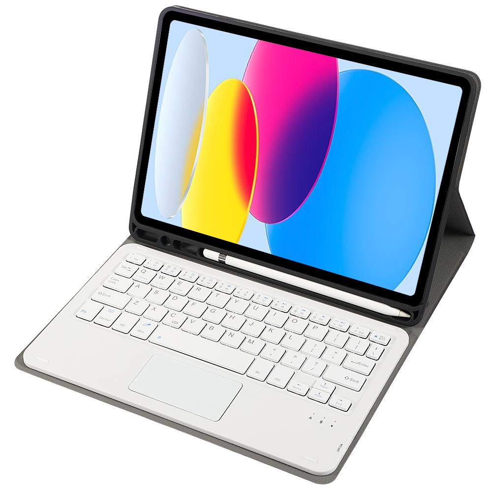 Für iPad 10. Generation 10.9 2022 A10B-A Lammfellstruktur Bluetooth Touch-Tastatur Leder-Tablet-Hülle mit Stiftschlitz (Gold)_voghion.com