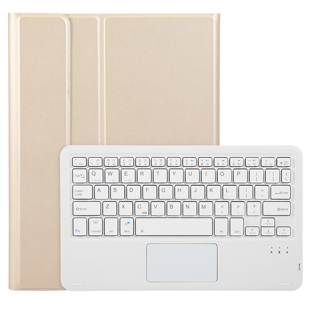 Für iPad 10. Generation 10.9 2022 A10B-A Lammfellstruktur Bluetooth Touch-Tastatur Leder-Tablet-Hülle mit Stiftschlitz (Gold)_voghion.com