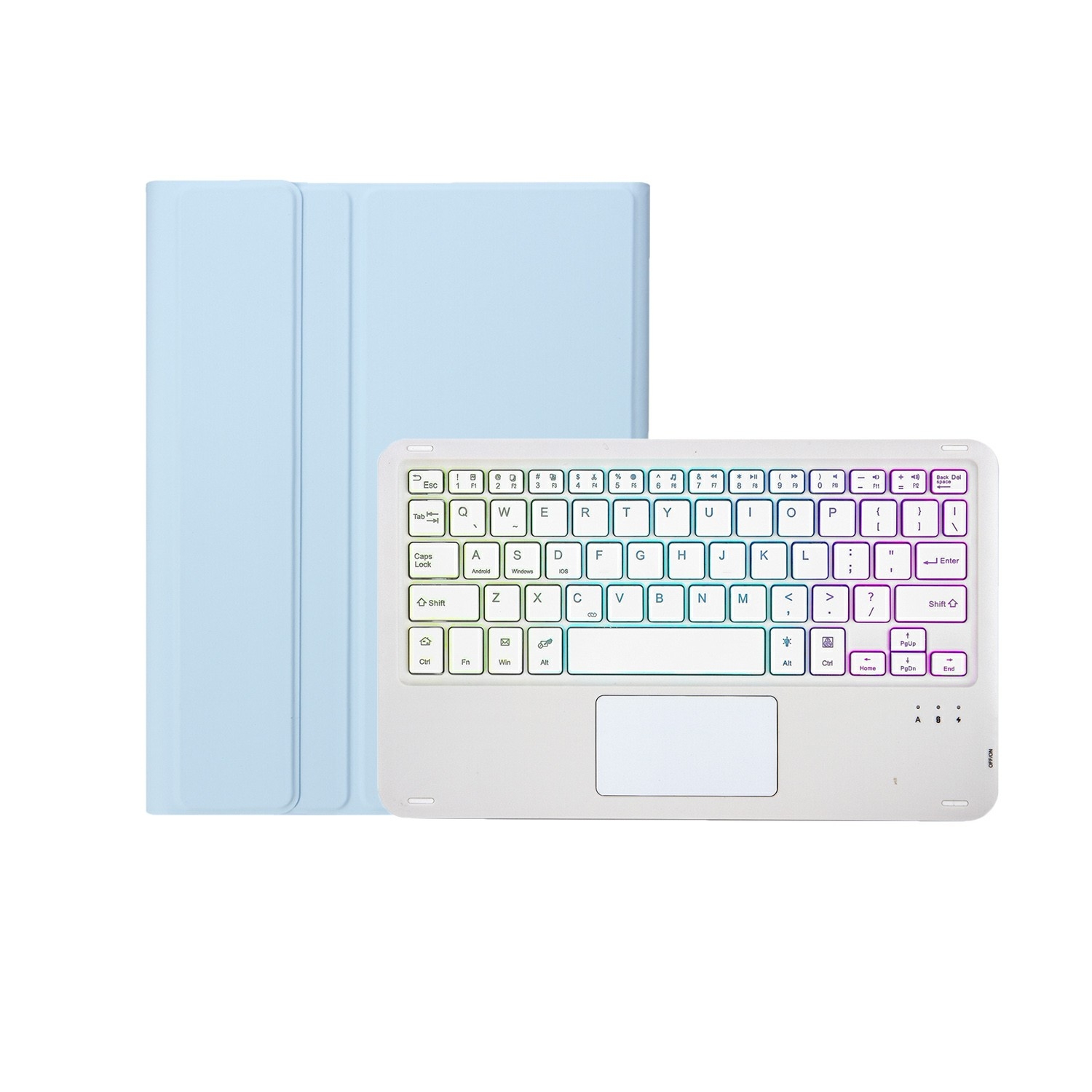 For iPad 10th Gen 10.9 2022 A10B-AS Lambskin Texture Backlight Bluetooth Touch Keyboard Leather Tablet Case with Pen Slot (Baby Blue)_voghion.com