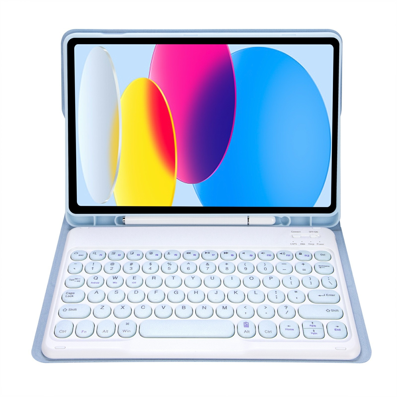 Pour iPad 10e génération 10.9 2022 YA10B Texture peau d'agneau Étui pour tablette en cuir avec clavier Bluetooth avec fente pour stylo (bleu bébé)_voghion.com