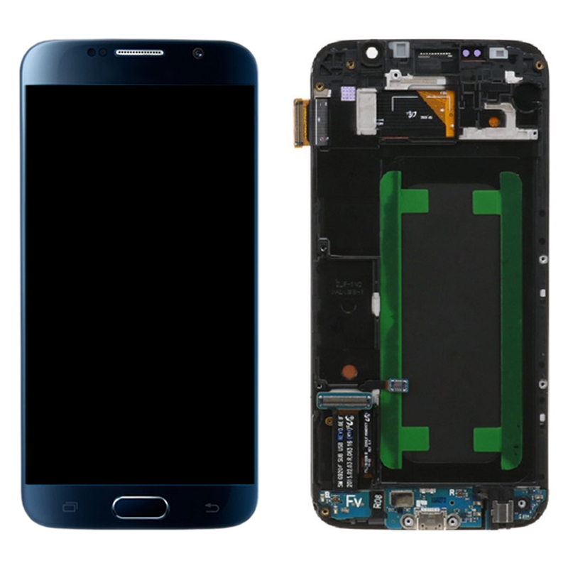 Original Super AMOLED LCD-skærm til Samsung Galaxy S6 SM-G920F Digitizer Fuld samling med ramme (blå)_voghion.com