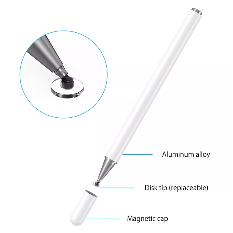 AT-28 Macarone Color Passive Capacitive Pen Mobile Phone Touch Screen Stylus with 1 Pen Head(White)_voghion.com