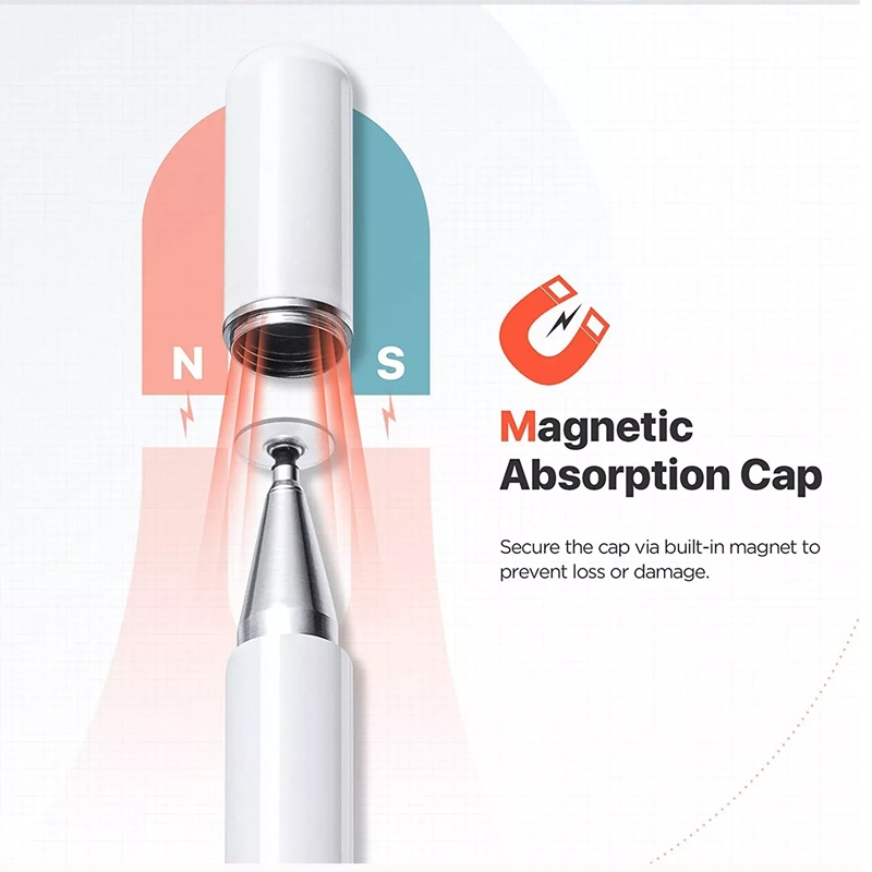 AT-29 High Accuracy Single Use Magnetic Suction Passive Capacitive Pen Mobile Phone Touch Stylus(White)_voghion.com