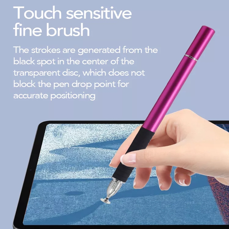AT-31 Conductive Cloth Head + Precision Sucker Capacitive Pen Head 2-in-1 Handwriting Stylus with 2 Pen Head(Rose Red)_voghion.com