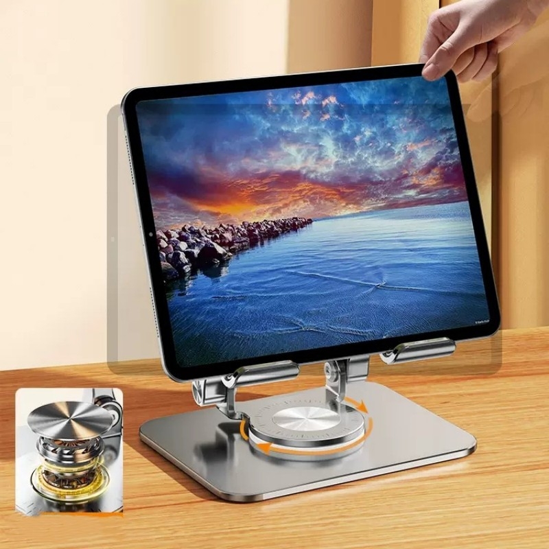 2026 Folding Adjustable Height Ergonomic 360 Rotation CNC Aluminum Desk Laptop Stand_voghion.com