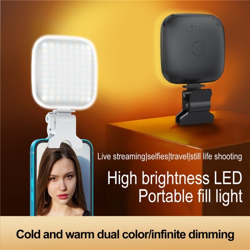 V15 Mini Clip-On portabil LED umplere lampă telefon laptop video conferință live streaming umplere lampă (alb)_voghion.com