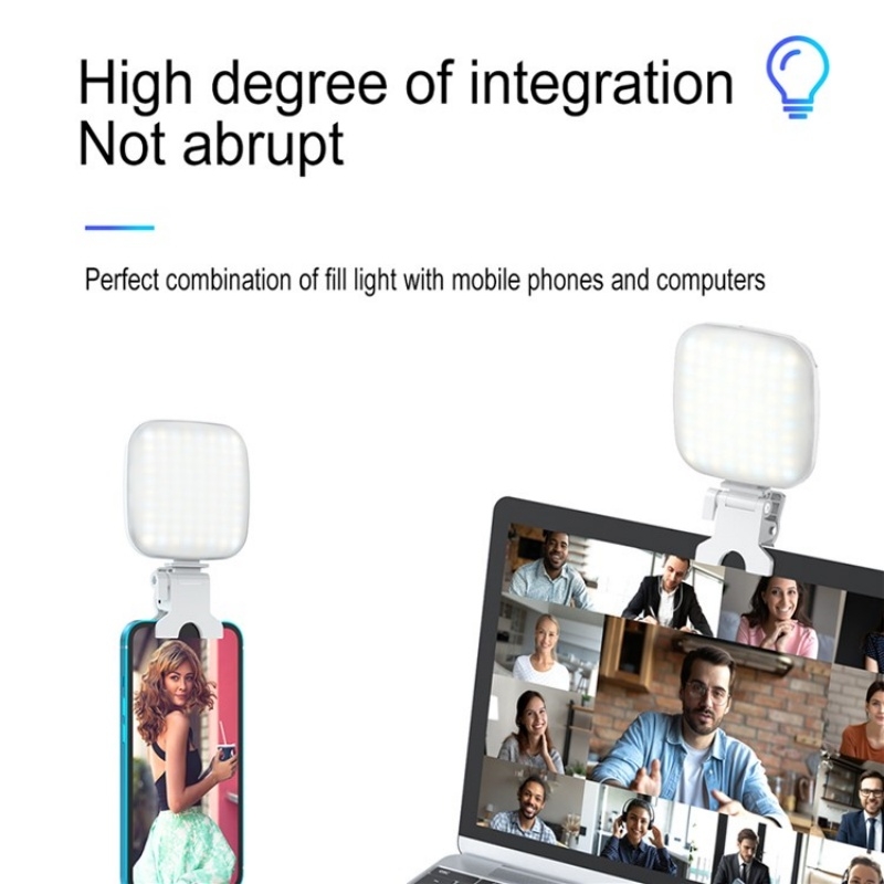 V15 Mini Clip-On portabil LED umplere lampă telefon laptop video conferință live streaming umplere lampă (alb)_voghion.com
