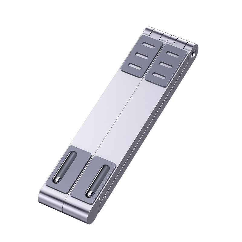Metal Laptop Stand Computer Cooling Folding Mini Flat Raised Bracket(Silver)_voghion.com