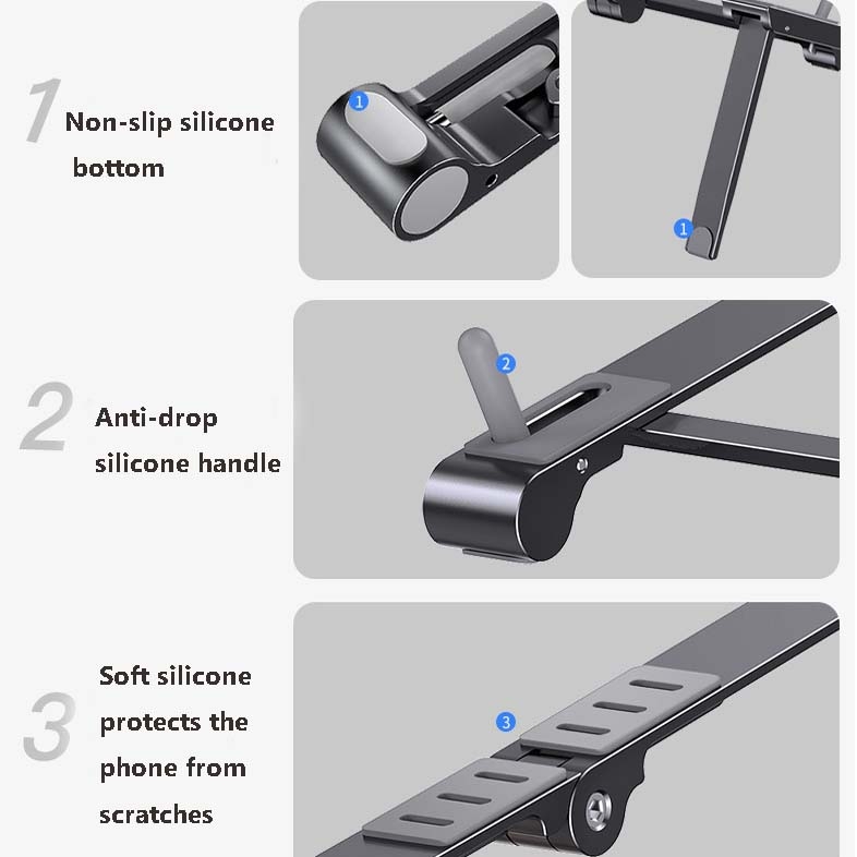 Metal Laptop Stand Computer Cooling Folding Mini Flat Raised Bracket(Silver)_voghion.com