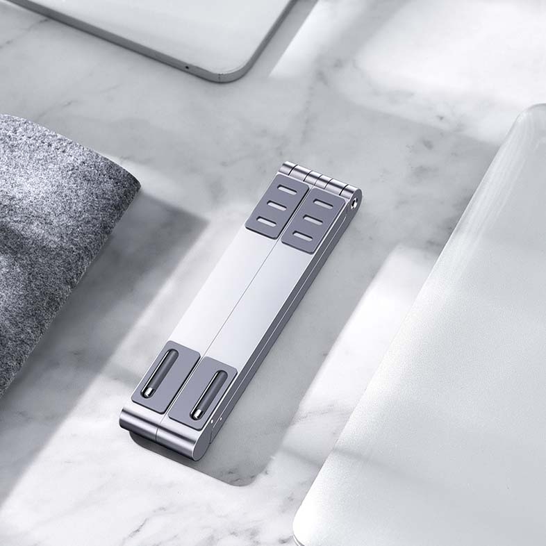 Metal Laptop Stand Computer Cooling Folding Mini Flat Raised Bracket(Silver)_voghion.com