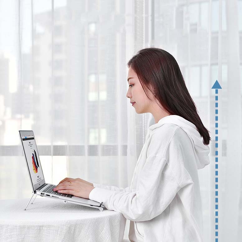 Metal Laptop Stand Computer Cooling Folding Mini Flat Raised Bracket(Silver)_voghion.com