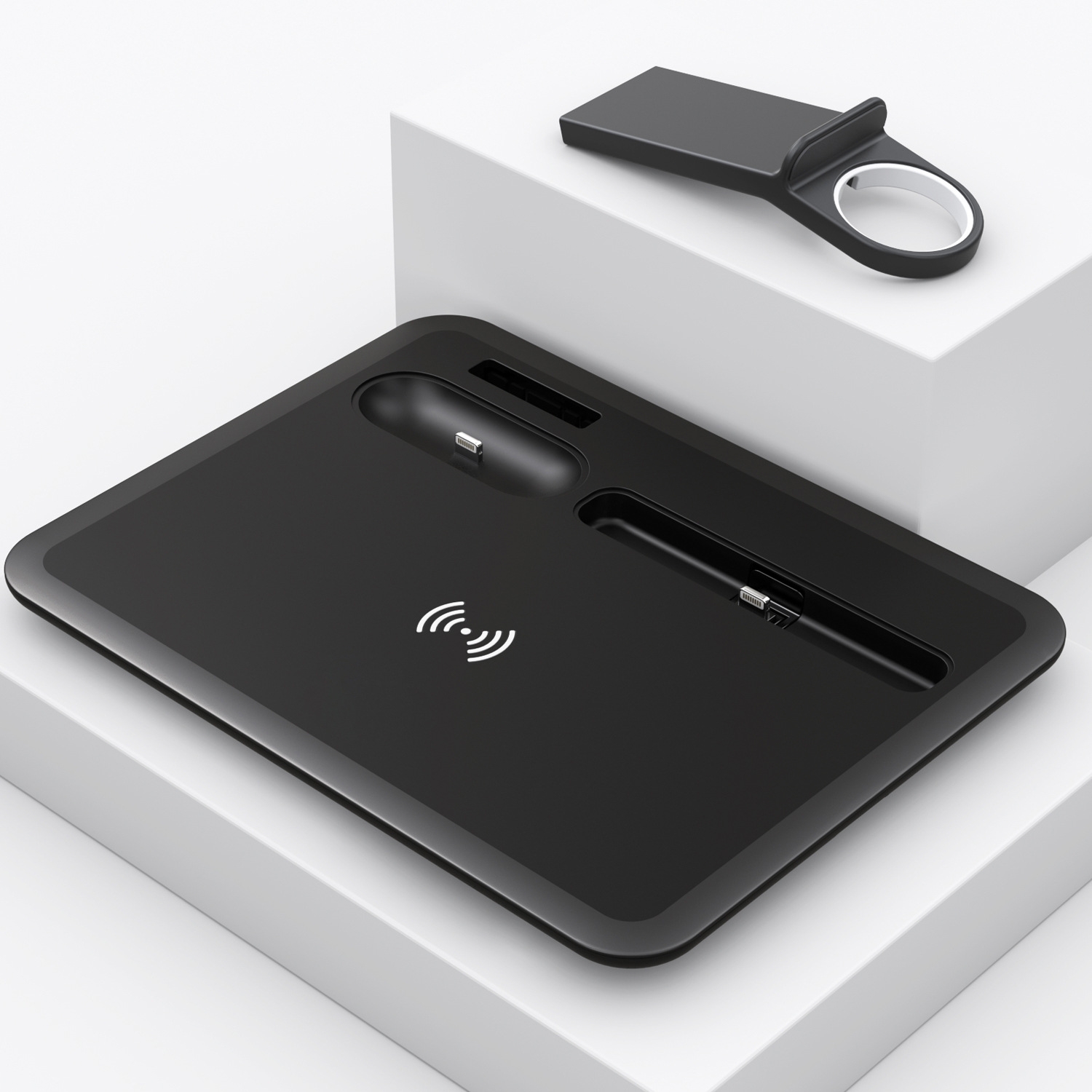 HQ-UD17 4-in-1-Drahtlosladegerät, Telefonhalter, Ladestation für Smartphones, iWatch, AirPods (weiß)_voghion.com
