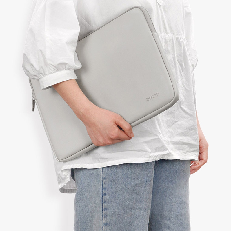 Sacoche pour ordinateur portable en cuir PU, Couleur : Abricot + Power Bag, Taille : 16/17 pouces_voghion.com