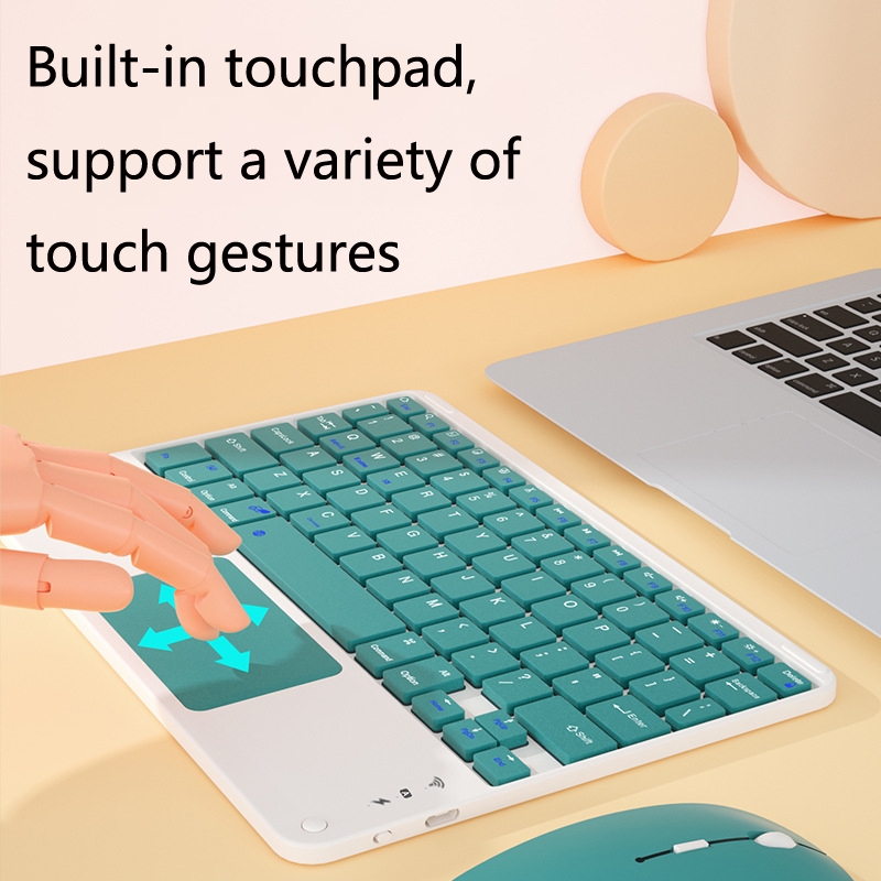 871 9.7 Inch Portable Tablet Bluetooth Keyboard With Touchpad + Mouse Set for iPad(Black + Mouse)_voghion.com