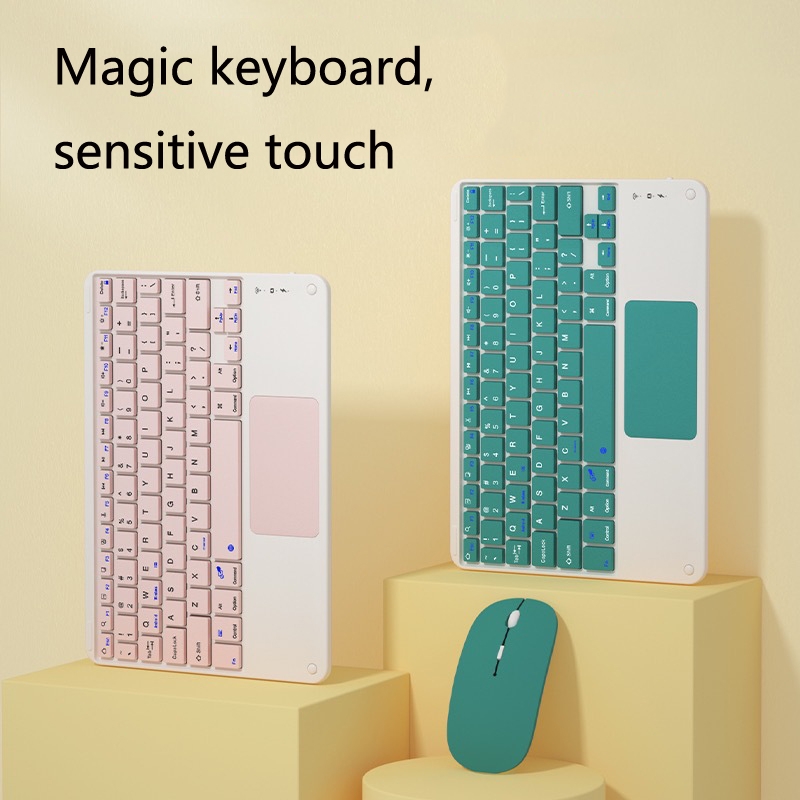 871 9.7 Inch Portable Tablet Bluetooth Keyboard With Touchpad + Mouse Set for iPad(Black + Mouse)_voghion.com