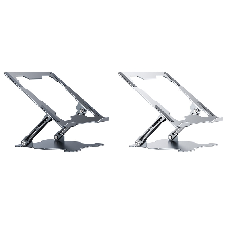 Integrated Foldable Laptop Stand Hollow Heat-Dissipating Flat Desktop Stand(Moon Silver)_voghion.com