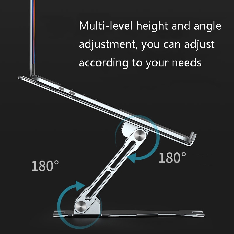 Integrated Foldable Laptop Stand Hollow Heat-Dissipating Flat Desktop Stand(Moon Silver)_voghion.com