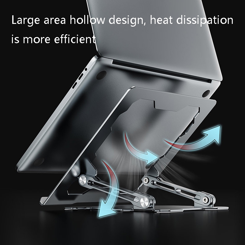 Integrated Foldable Laptop Stand Hollow Heat-Dissipating Flat Desktop Stand(Moon Silver)_voghion.com