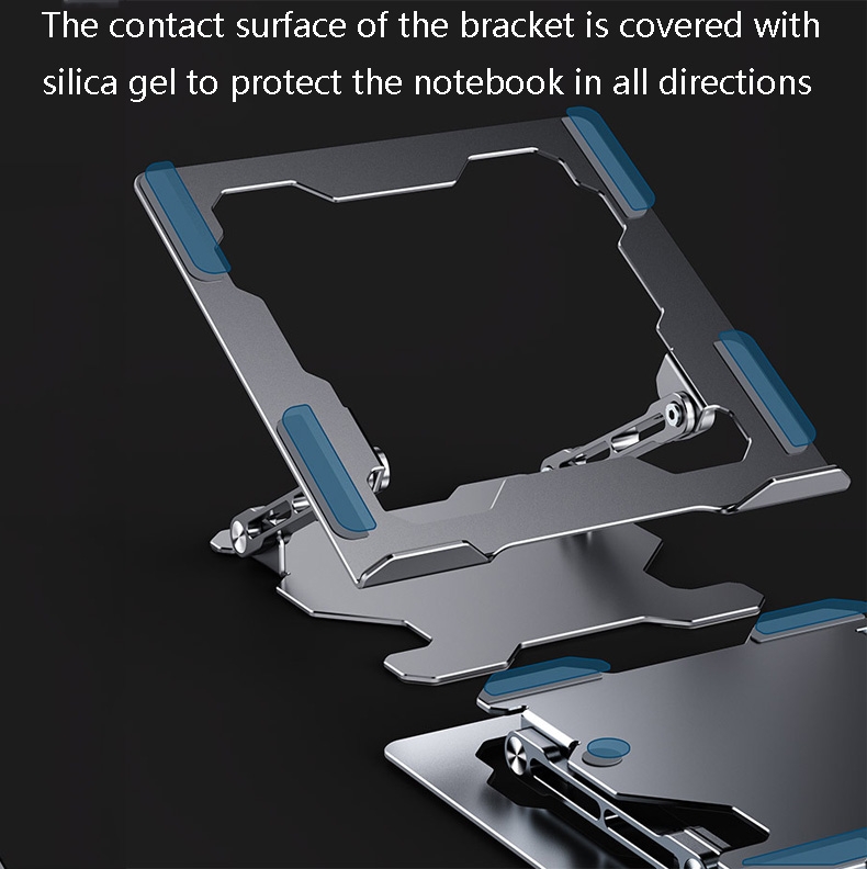 Integrated Foldable Laptop Stand Hollow Heat-Dissipating Flat Desktop Stand(Moon Silver)_voghion.com
