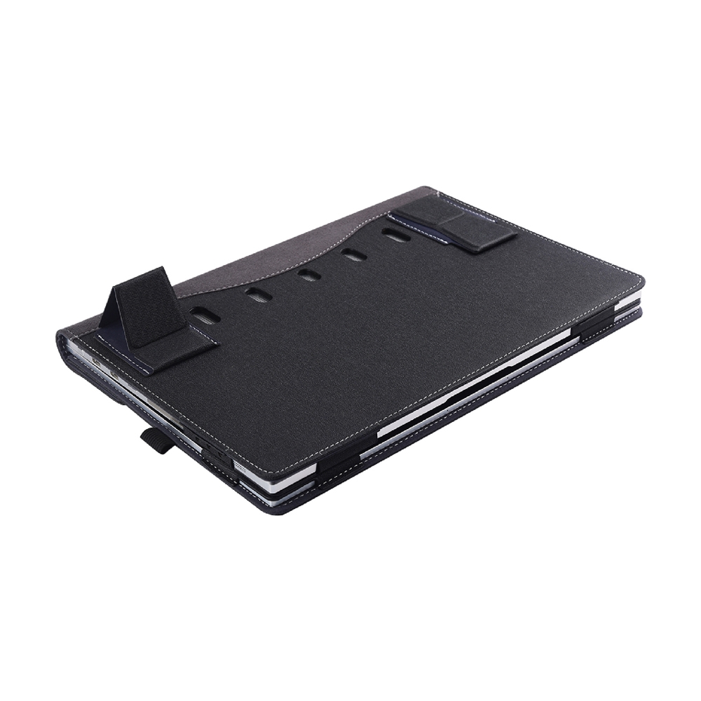 Étui multifonctionnel pour ordinateur portable en cuir PU avec fonction de support, couleur: 15,6 pouces noir_voghion.com