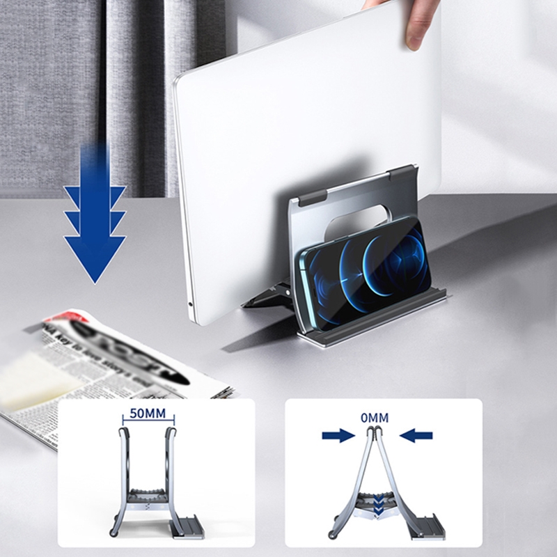 H-type Alloy Laptop Gravity Automatic Storage Rack(Grey)_voghion.com