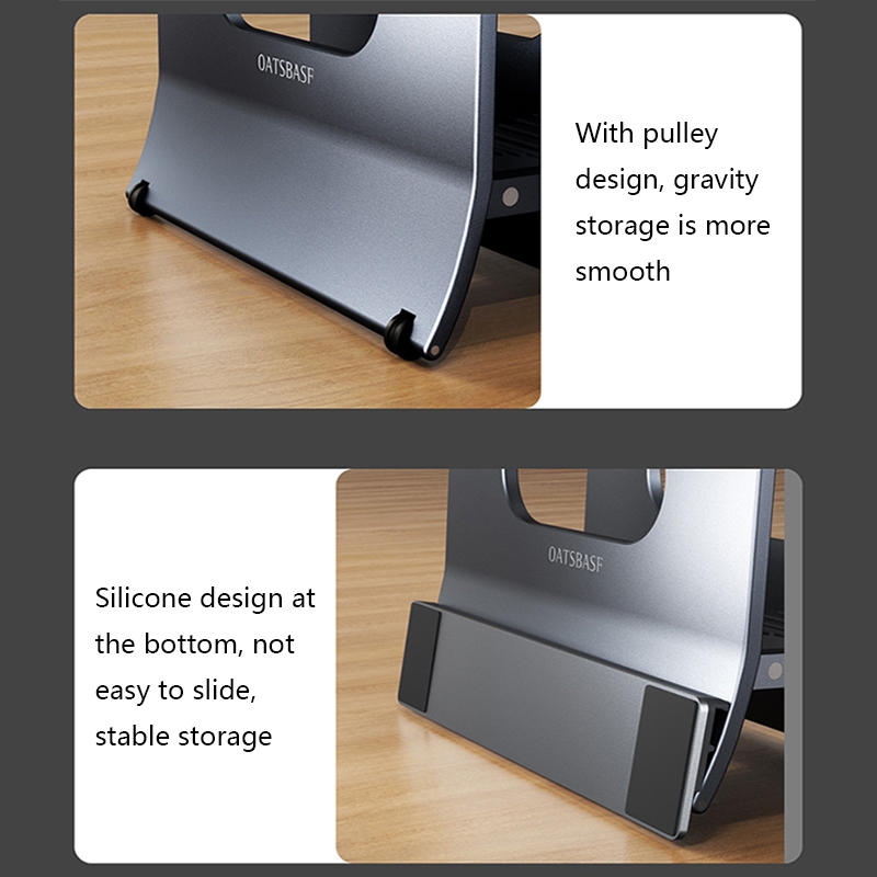 H-type Alloy Laptop Gravity Automatic Storage Rack(Grey)_voghion.com