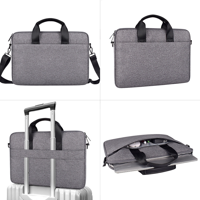 Borsa portatile per laptop monospalla, dimensioni: 13,3 pollici (grigia con tracolla)_voghion.com
