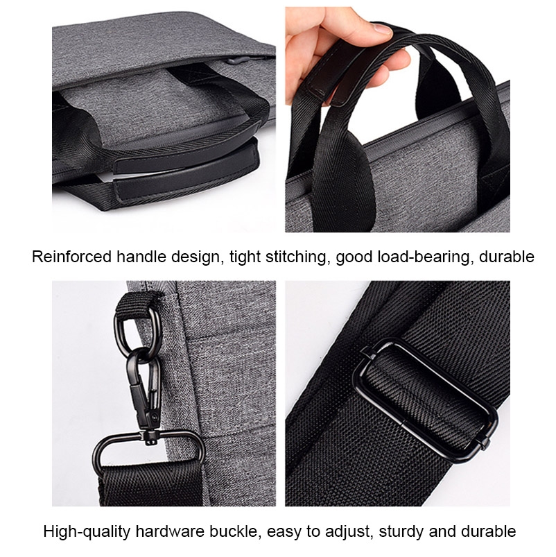 Borsa portatile per laptop monospalla, dimensioni: 13,3 pollici (grigia con tracolla)_voghion.com