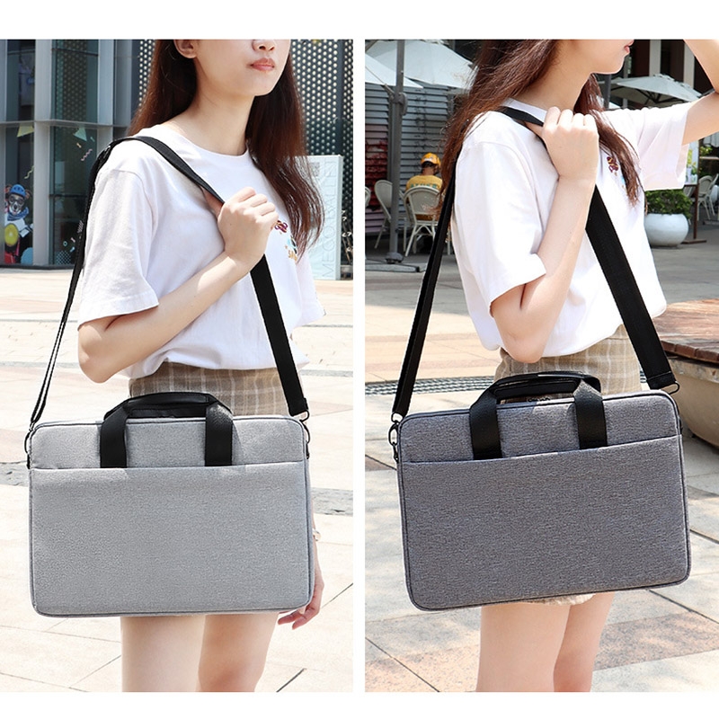 Borsa portatile per laptop monospalla, dimensioni: 13,3 pollici (grigia con tracolla)_voghion.com