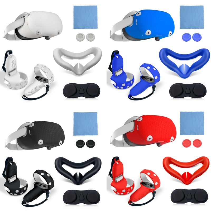 Juego de 6 fundas de silicona para mando de consola Meta Quest con todo incluido (azul)_voghion.com