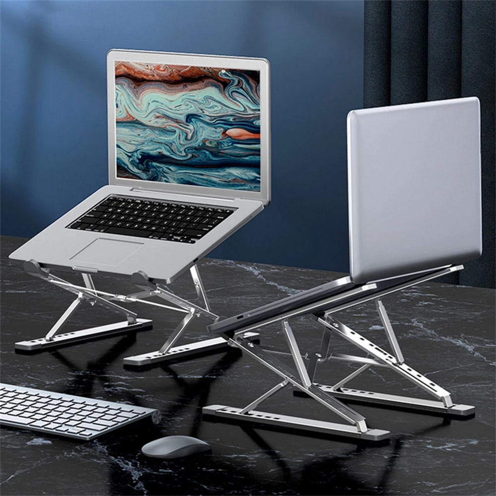 N8 Double-layer Foldable Lifting Aluminum Alloy Laptop Heat Dissipation Stand, Color: Gray_voghion.com