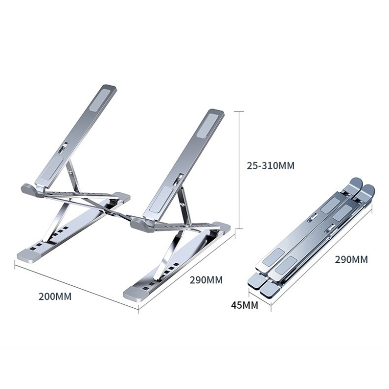 N8 Double-layer Foldable Lifting Aluminum Alloy Laptop Heat Dissipation Stand, Color: Gray_voghion.com