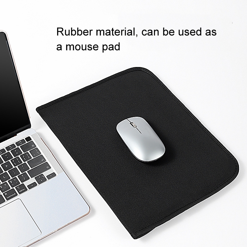17 Inch Neoprene Laptop Lining Bag Horizontal Section Flap Clutch Bag(Black)_voghion.com