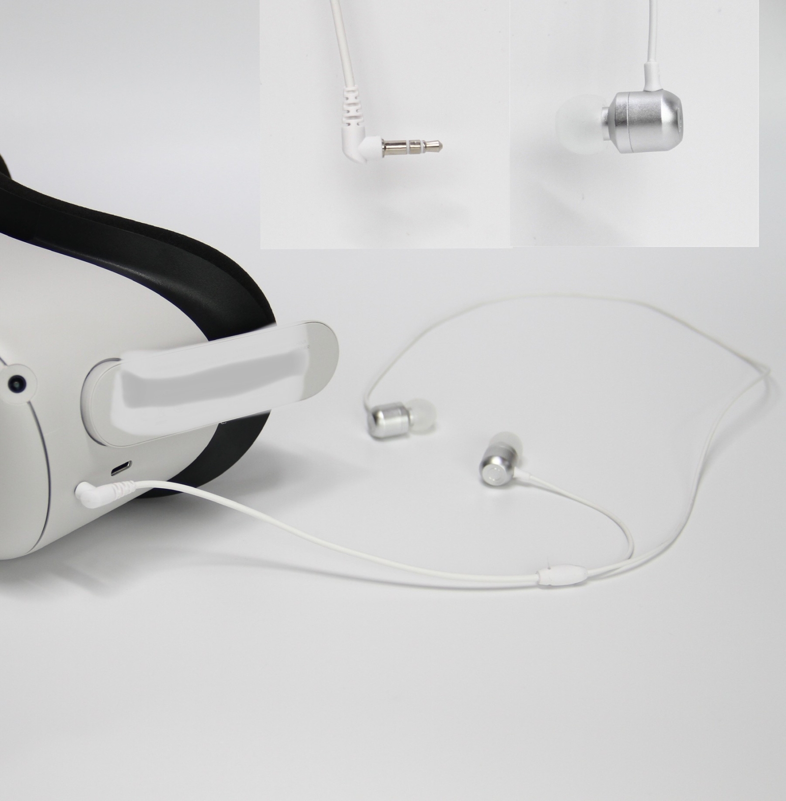 Fir Meta Quest 2 VR Brëll Ear-in Headset 3.5 Elbow Aluminium Kopfhörer (Wäiss)_voghion.com