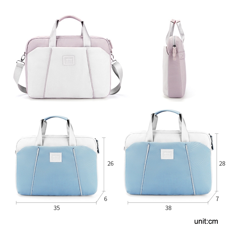 Borsa messenger portatile per computer da 15,6 pollici per Apple MacBook / Huawei / Xiaomi / Basne (nastro scaletta azzurro+pacchetto di alimentazione PU grigio)_voghion.com