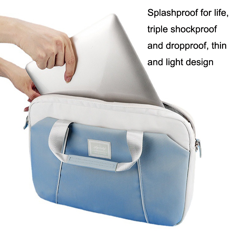 Borsa messenger portatile per computer da 15,6 pollici per Apple MacBook / Huawei / Xiaomi / Basne (nastro scaletta azzurro+pacchetto di alimentazione PU grigio)_voghion.com